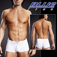 美國Blue Line-潮男綁帶平口褲-潮流白 L/XL B...
