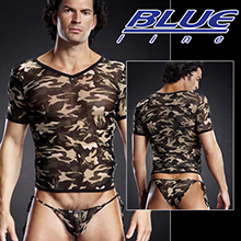美國Blue Line-男子漢V領透氣T袖-迷彩綠 L/XL...