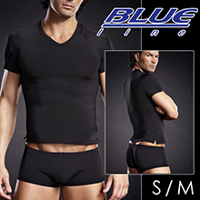 美國Blue Line-競技男孩V領T袖-經典黑 S/M B...